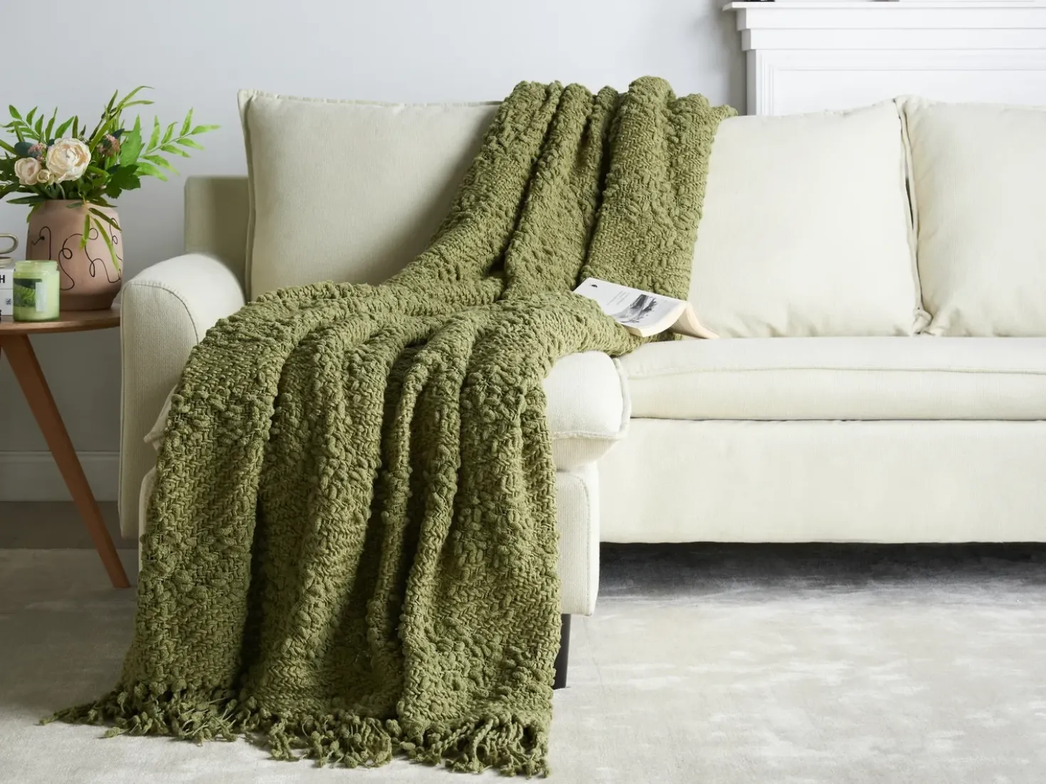 Coperta VELLA Cotone 200 x 220 cm Verde oliva