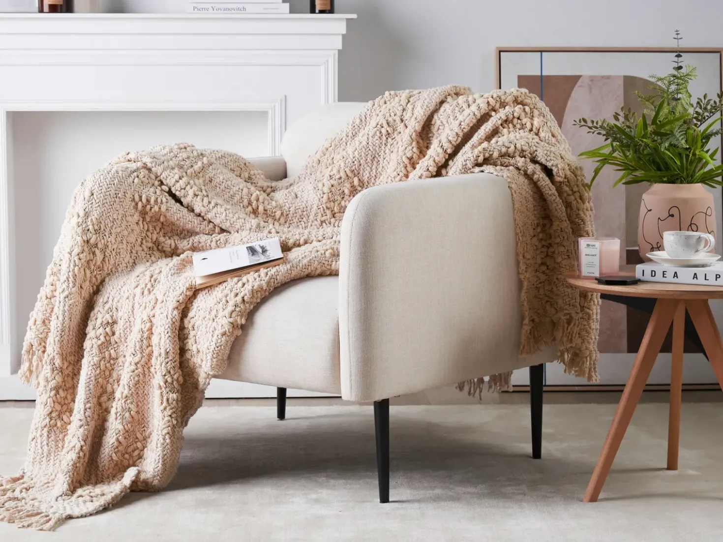Coperta VELLA Cotone 150 x 200 cm Beige chiaro