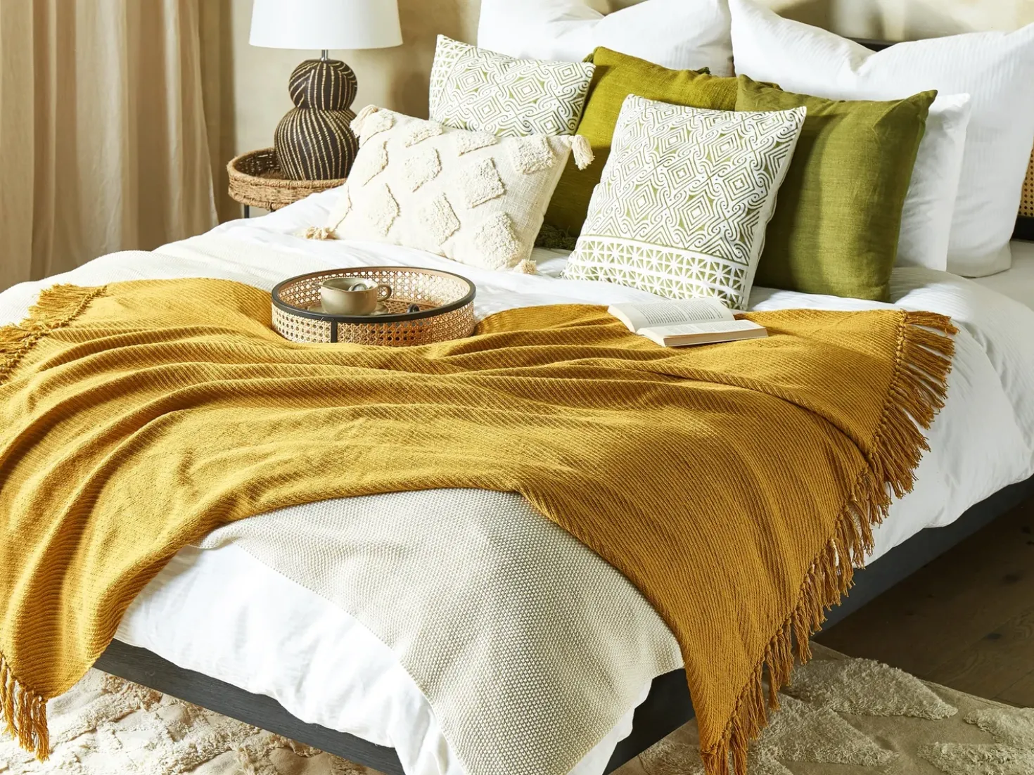 Coperta YARSA Cotone 125 x 150 cm Senape