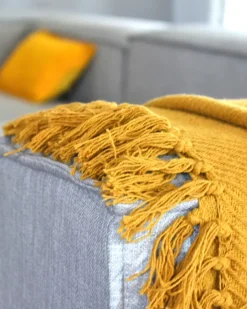 Coperta YARSA Cotone 125 x 150 cm Senape