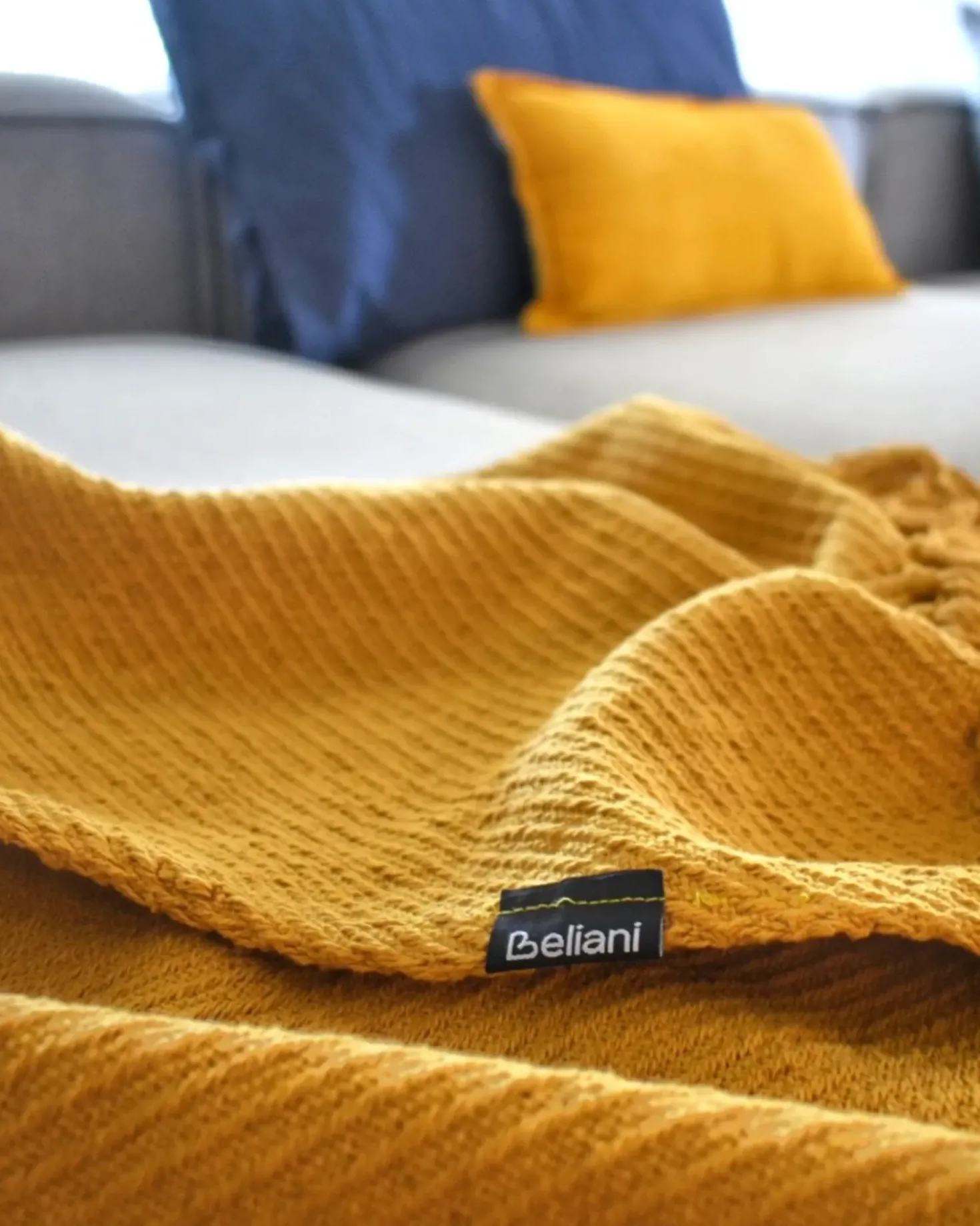 Coperta YARSA Cotone 125 x 150 cm Senape