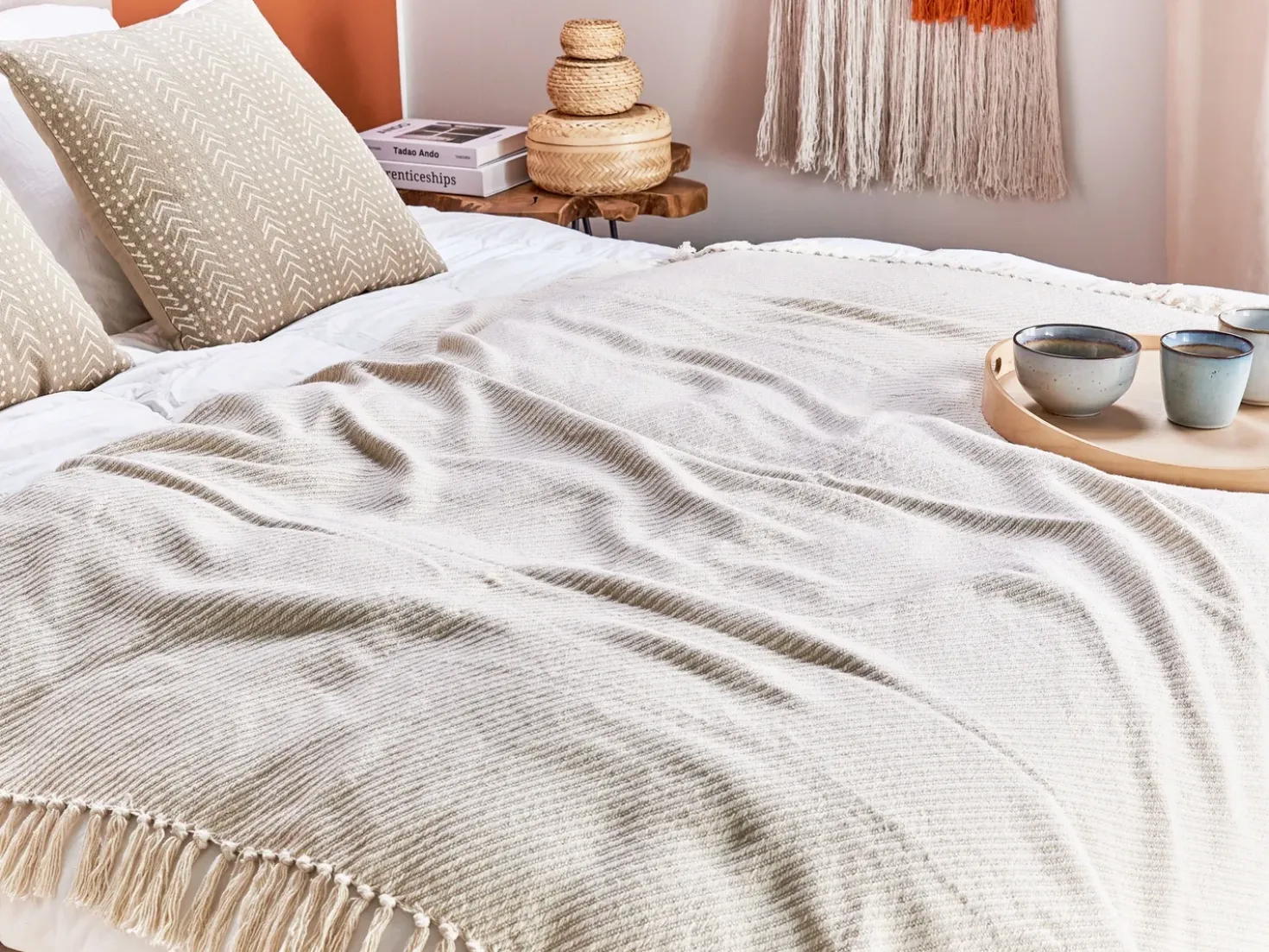 Coperta YARSA Cotone 125 x 150 cm Beige