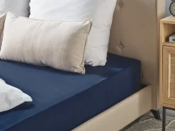 Coprimaterasso elasticizzato HOFUF Cotone 90 x 200 cm Blu marino