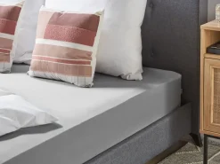 Coprimaterasso elasticizzato HOFUF Cotone 90 x 200 cm Grigio chiaro