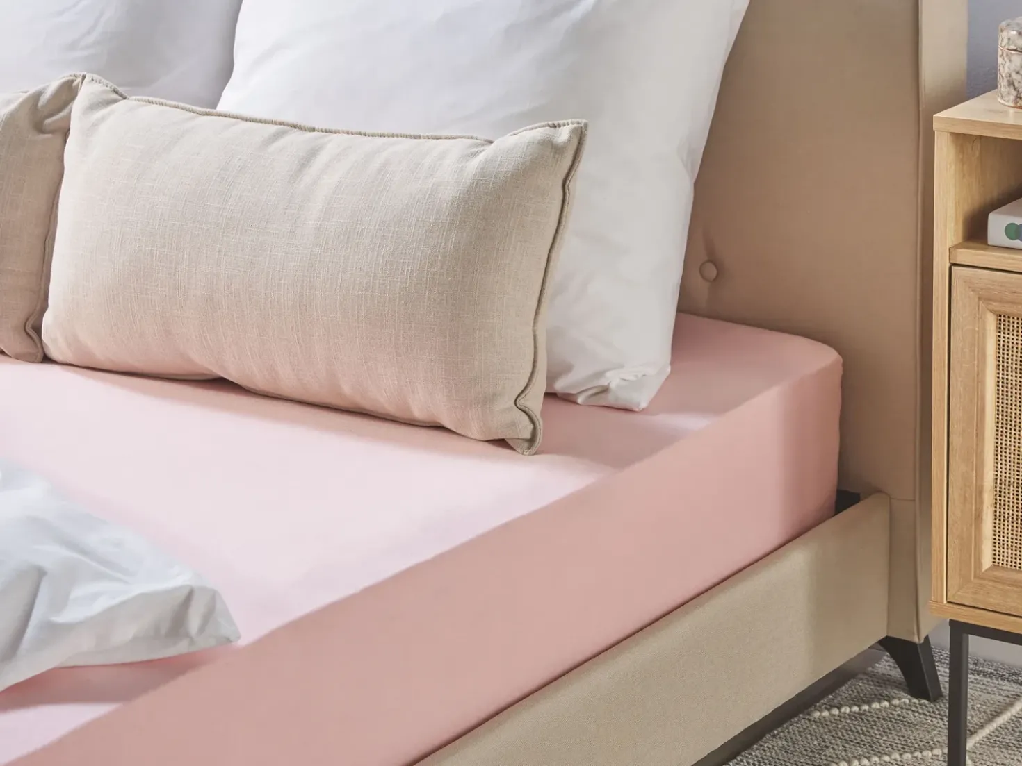Coprimaterasso elasticizzato HOFUF Cotone 90 x 200 cm Rosa