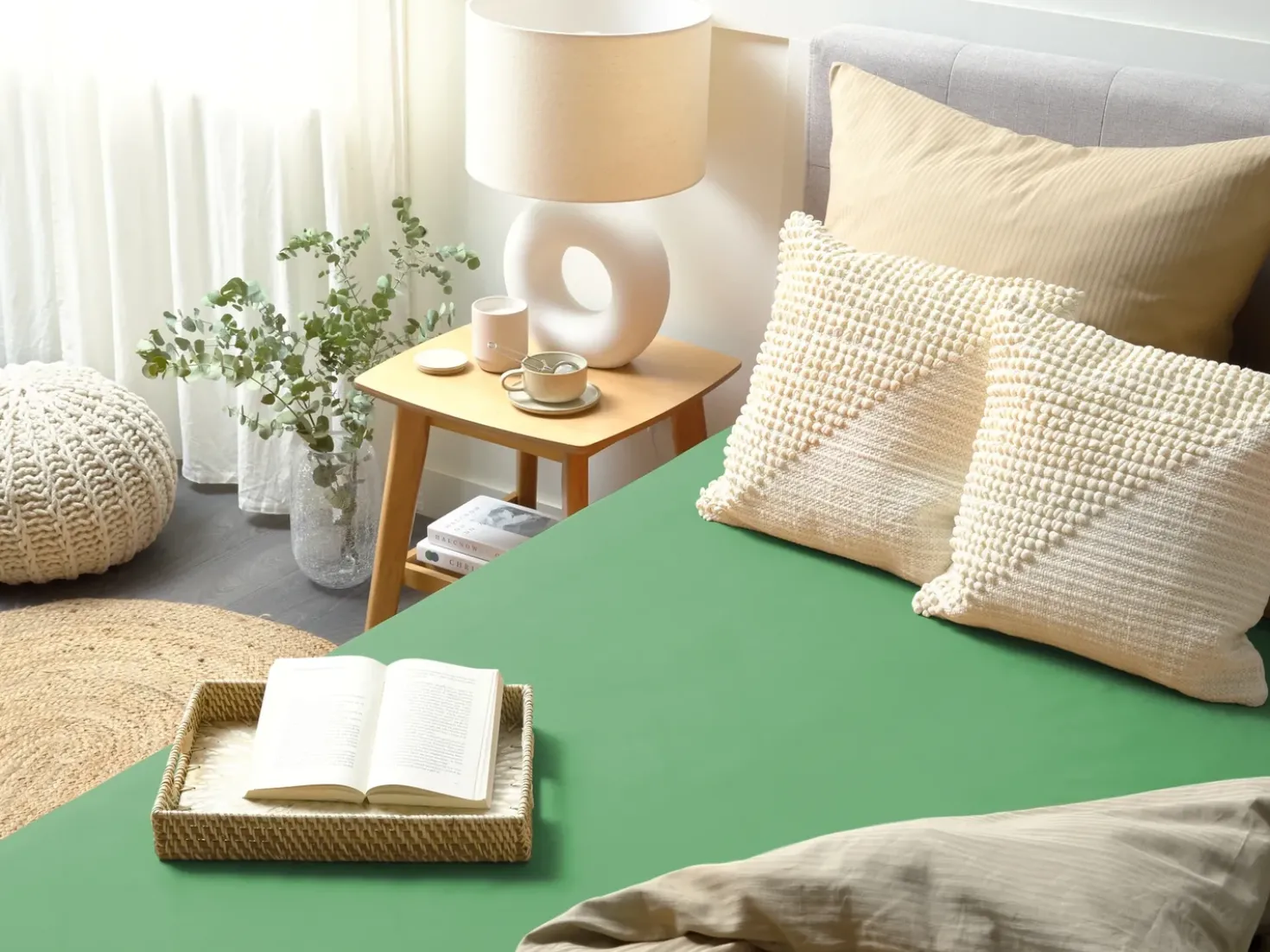 Coprimaterasso elasticizzato JANBU Cotone 200 x 200 cm Verde