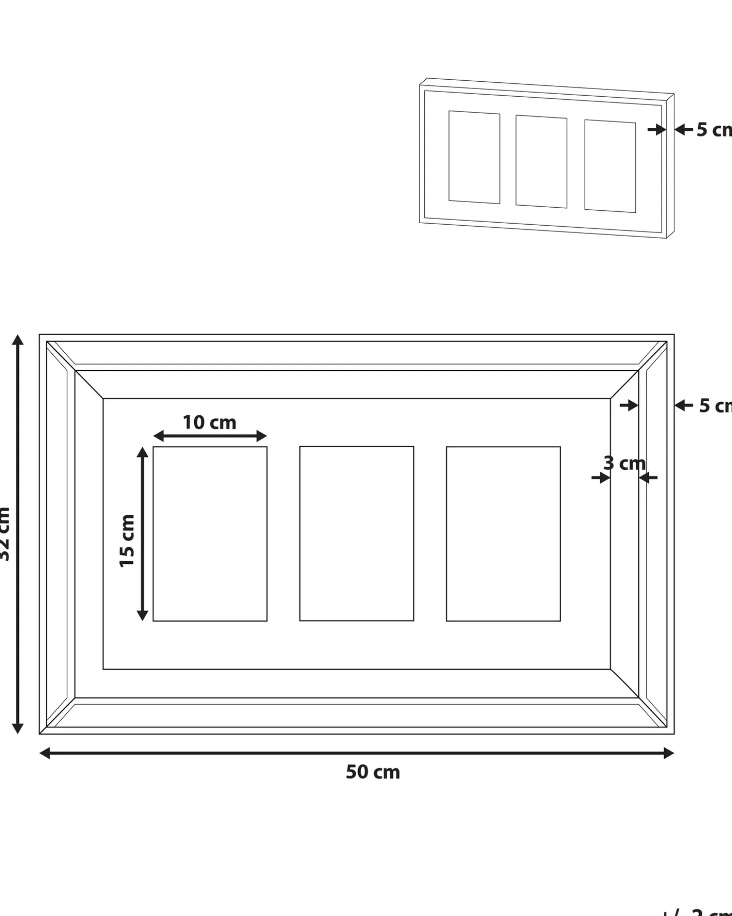 Cornice per 3 foto SINTA Argento