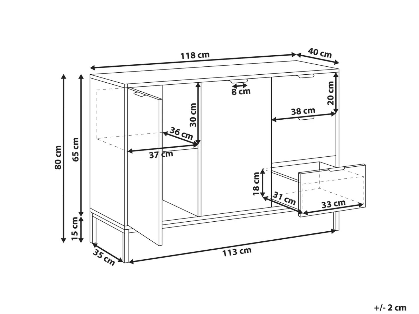 Credenza a 2 ante ADELAIDE Bianco