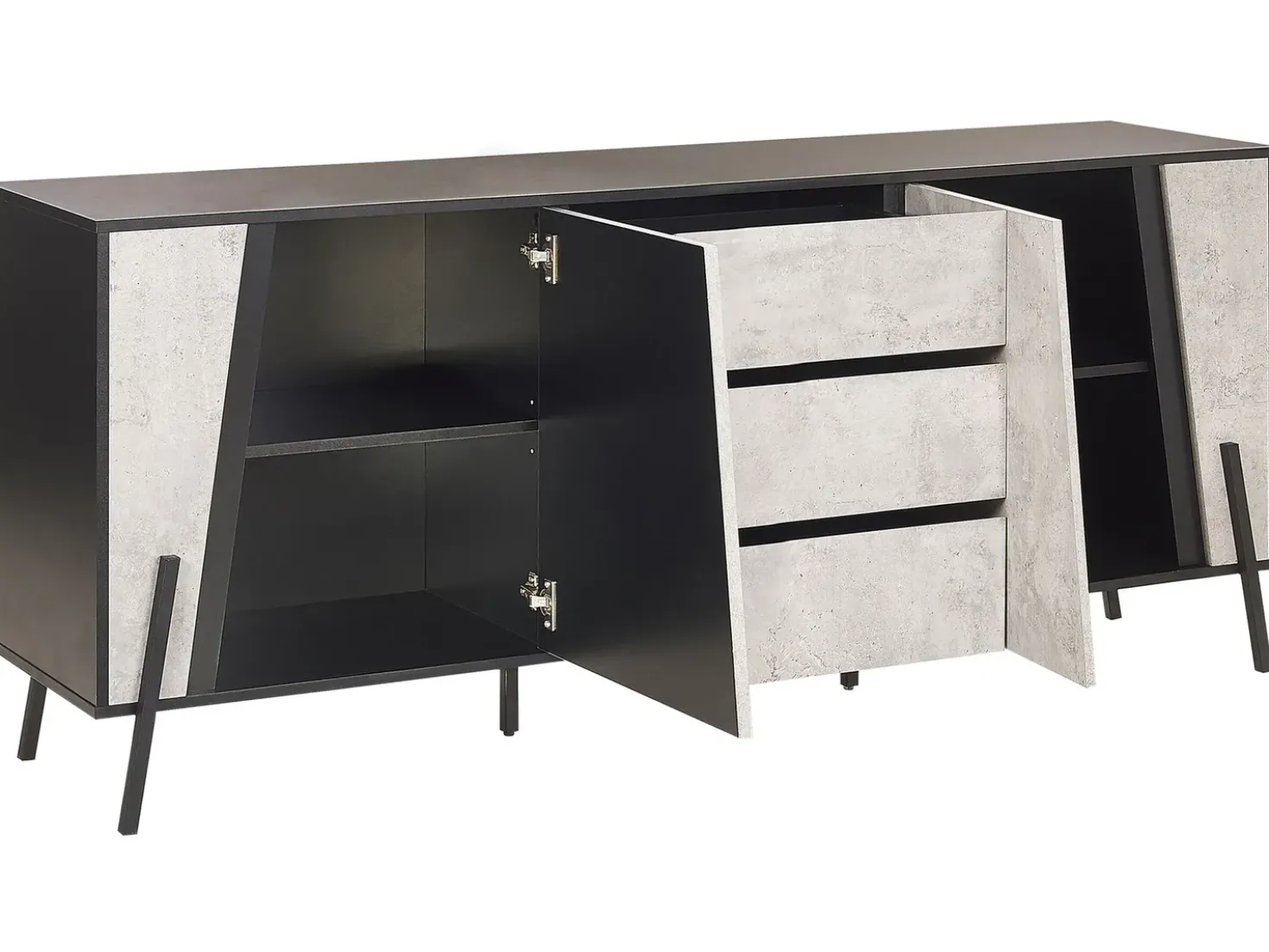 Credenza a 2 ante BLACKPOOL Grigio effetto cemento
