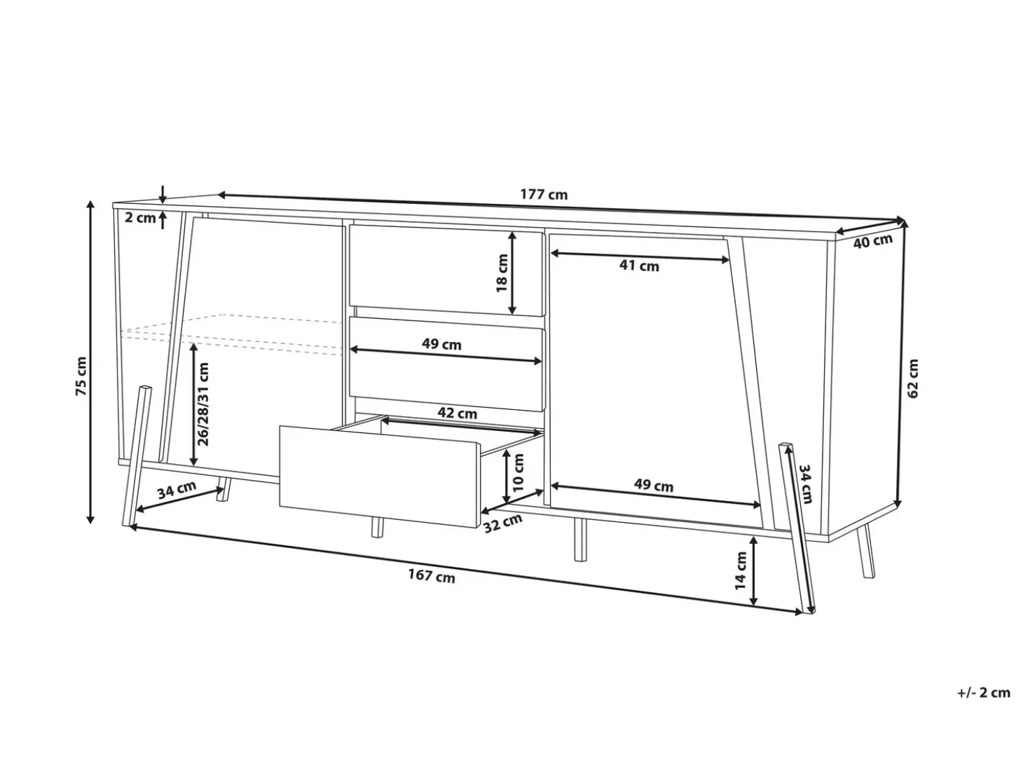 Credenza a 2 ante BLACKPOOL Grigio effetto cemento
