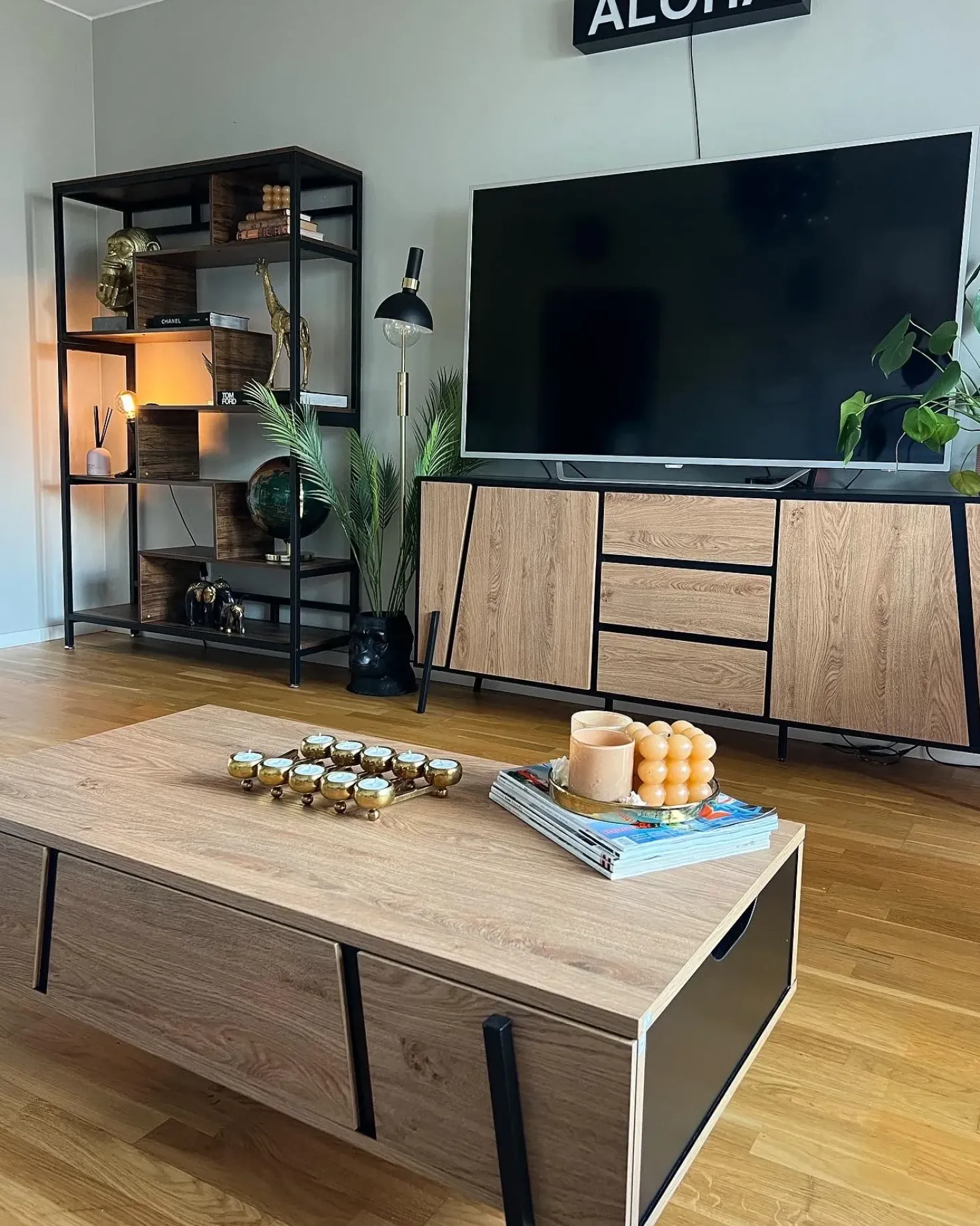 Credenza a 2 ante BLACKPOOL Marrone/Nero