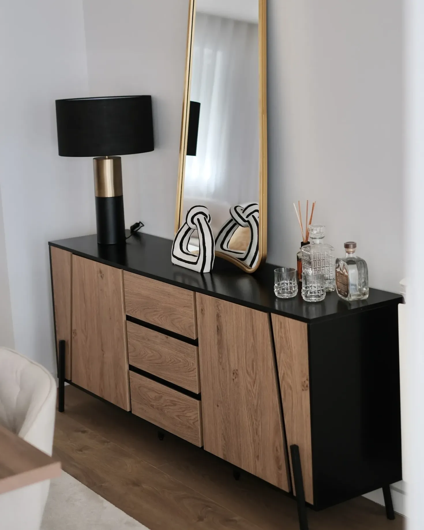 Credenza a 2 ante BLACKPOOL Marrone/Nero