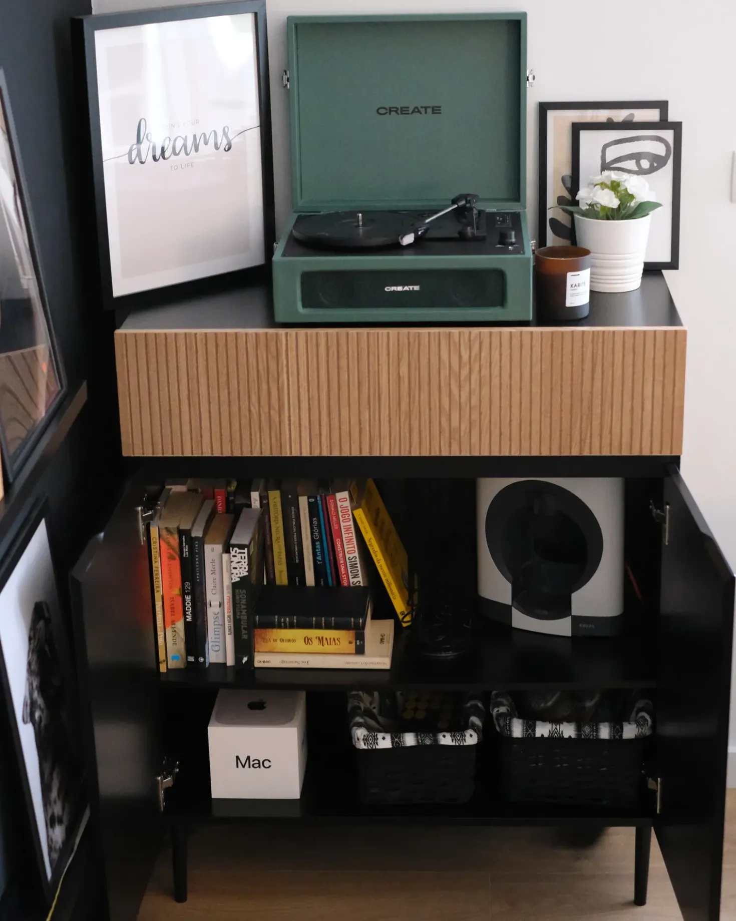 Credenza a 2 ante BLYTHE Frassino naturale Nero