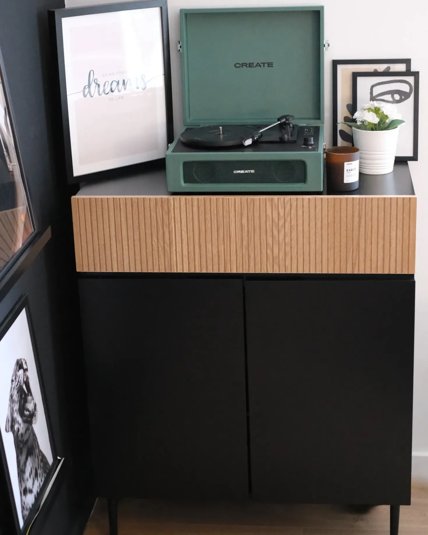 Credenza a 2 ante BLYTHE Frassino naturale Nero