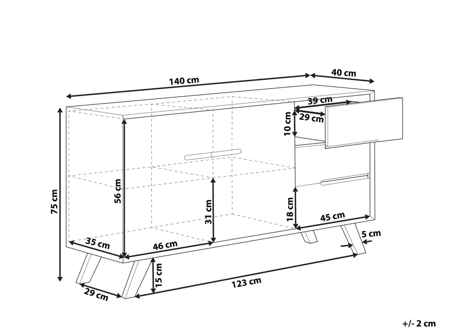 Credenza a 2 ante FORESTER Marrone/Bianco