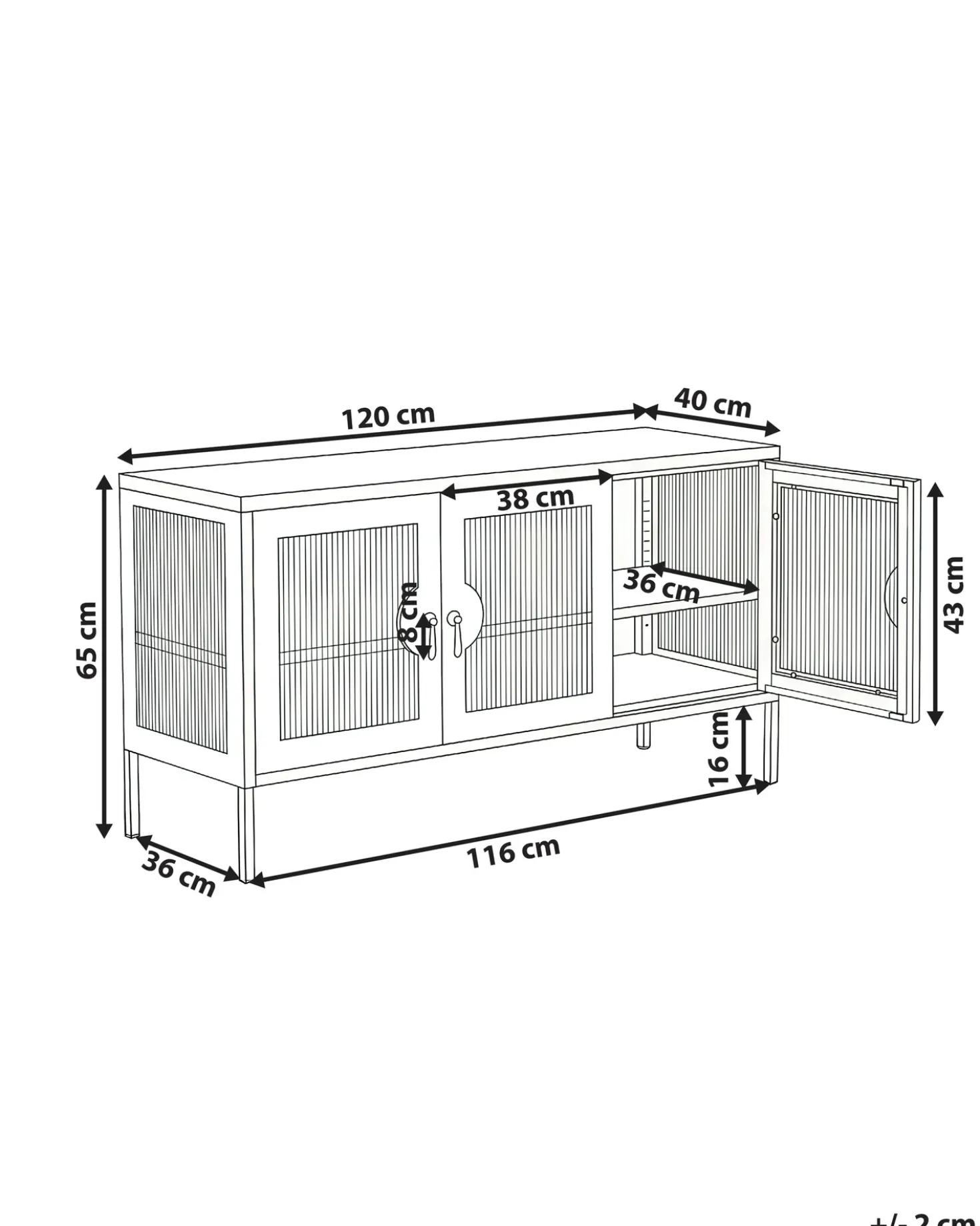 Credenza a 3 ante GLEORA Metallo Beige chiaro