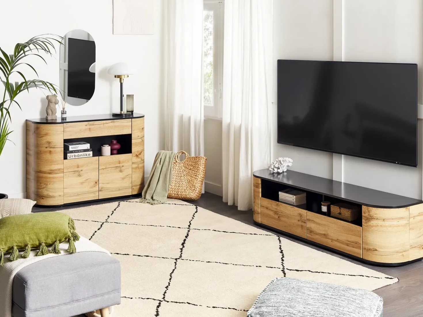 Credenza a 2 ante JEROME Marrone/Nero