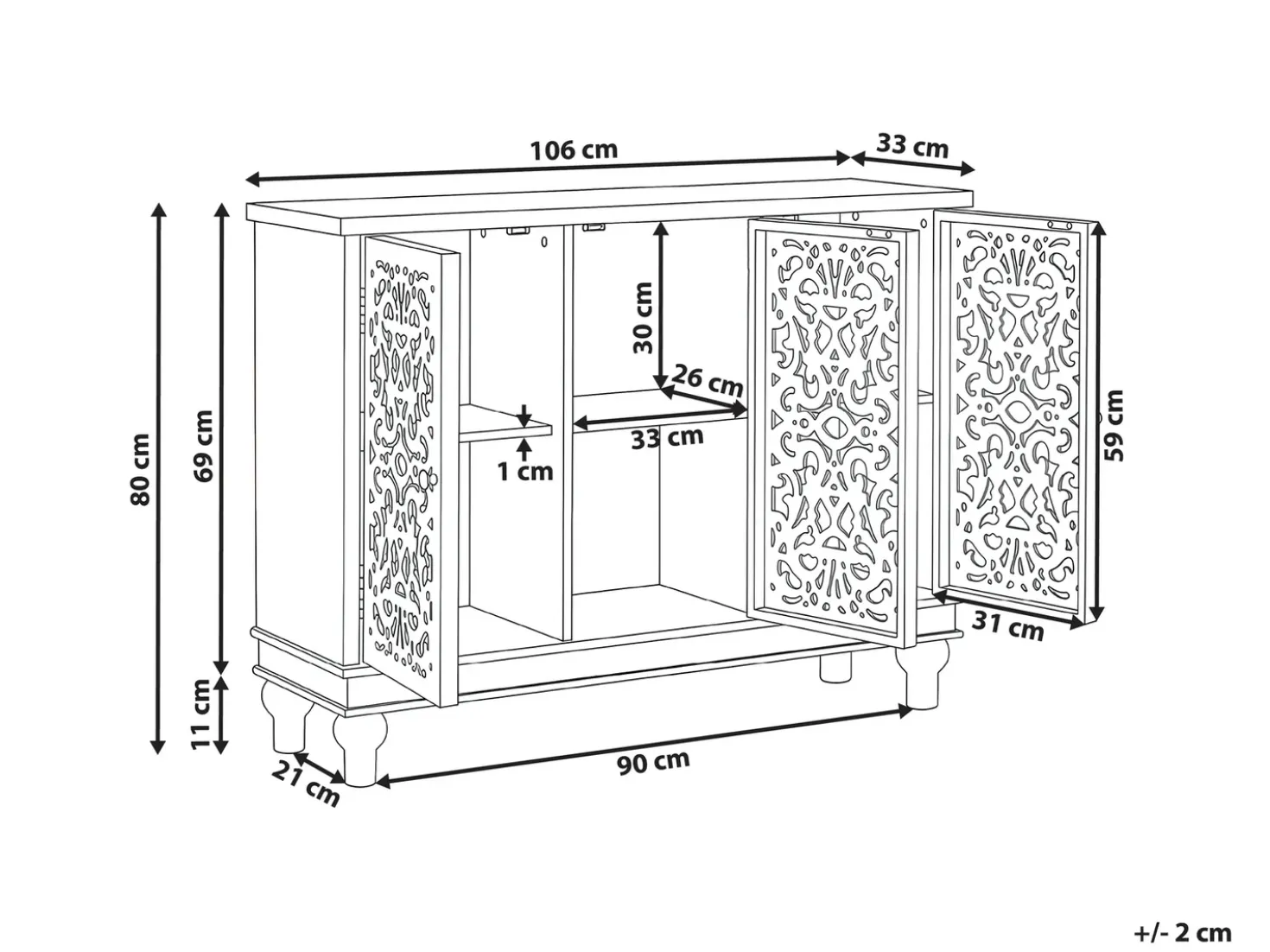Credenza a 3 ante KATHERINE Bianco