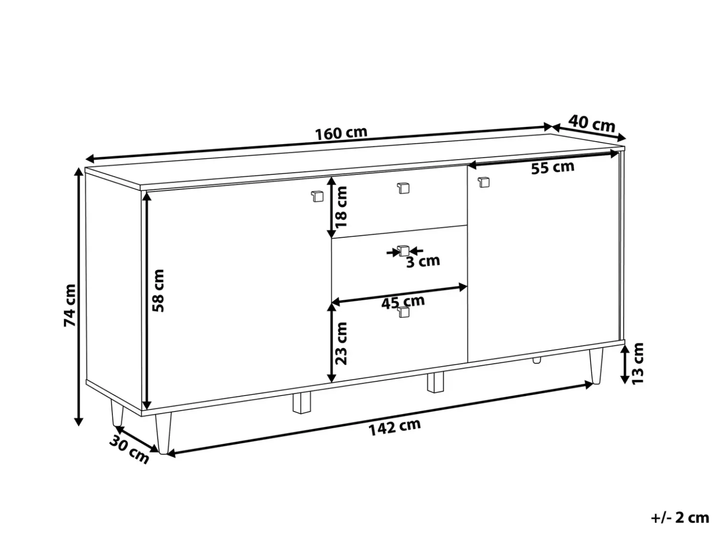 Credenza a 2 ante KURO Nero