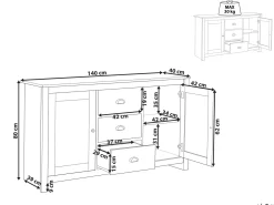 Credenza a 2 ante LANSIN Marrone chiaro