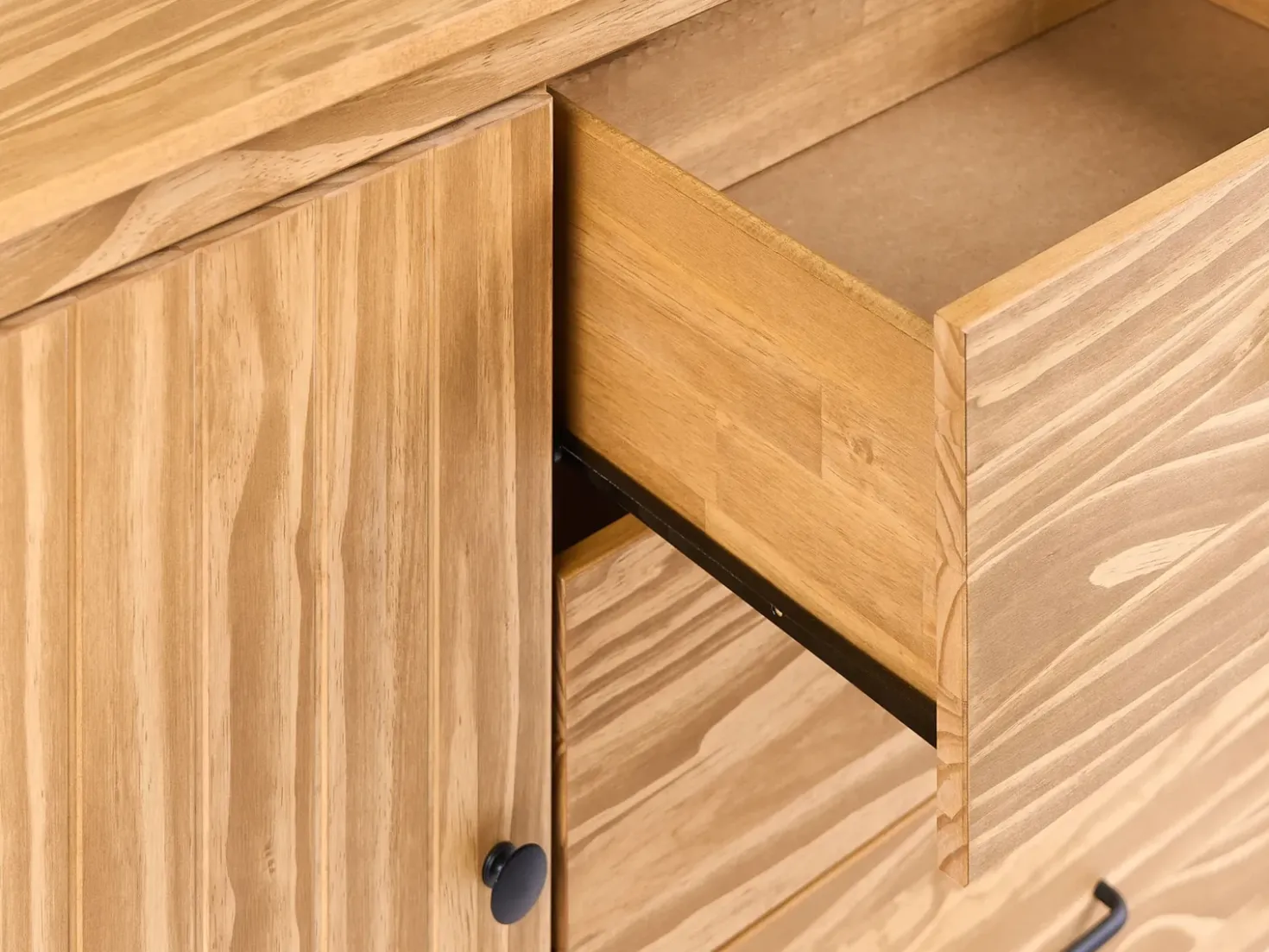 Credenza a 3 ante LEONORA Legno di pino Marrone chiaro