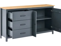 Credenza a 2 ante LEONORA Legno di pino Blu scuro