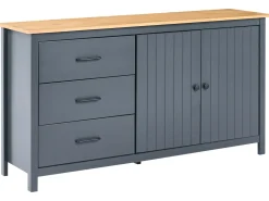 Credenza a 2 ante LEONORA Legno di pino Blu scuro