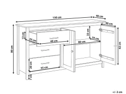 Credenza a 2 ante LEONORA Legno di pino Blu scuro