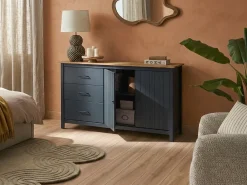 Credenza a 2 ante LEONORA Legno di pino Blu scuro