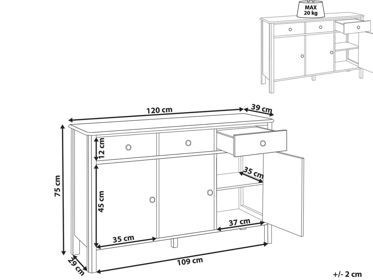 Credenza a 3 ante OLATE Nero