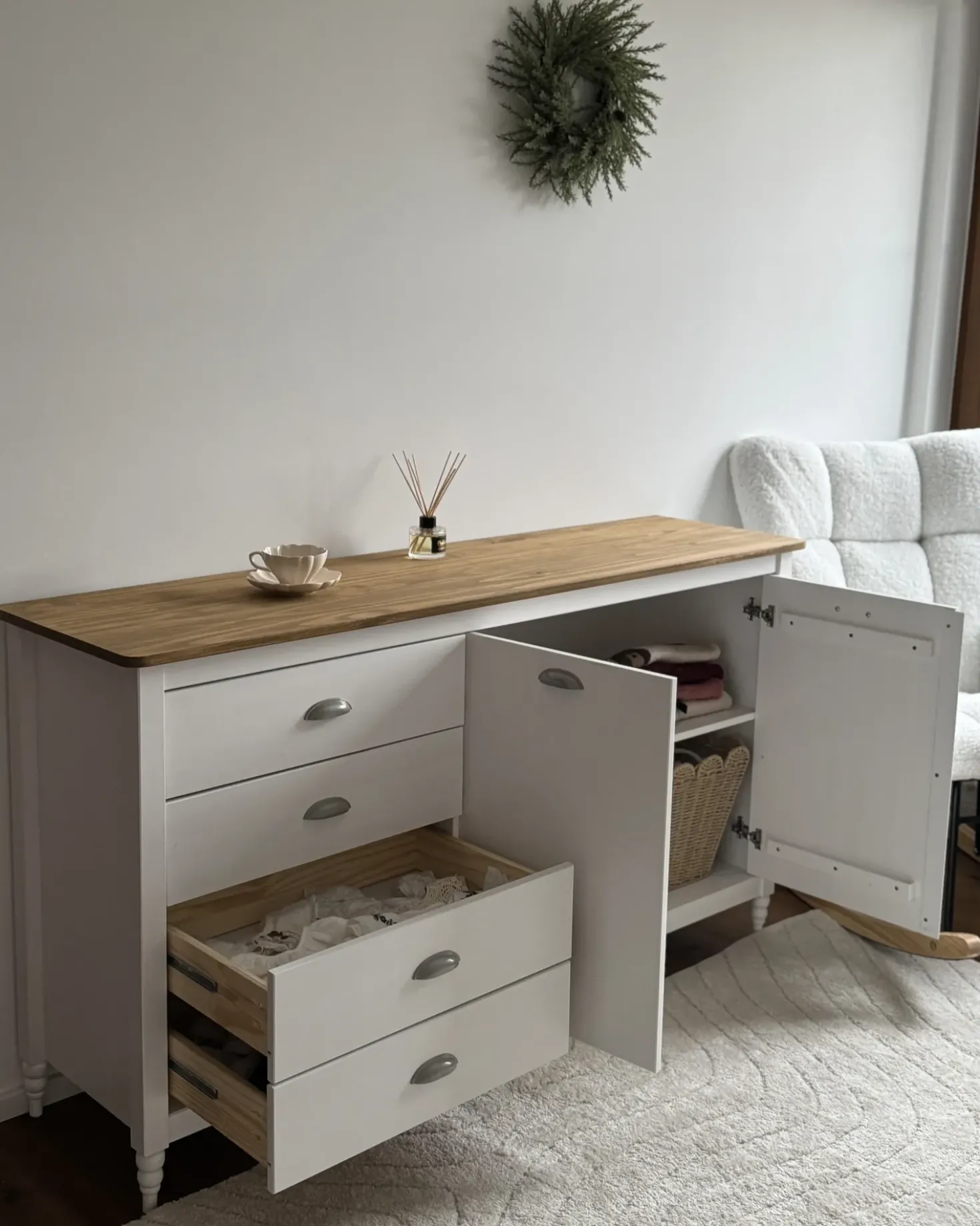 Credenza a 2 ante SHILLINGTON Legno di pino Bianco
