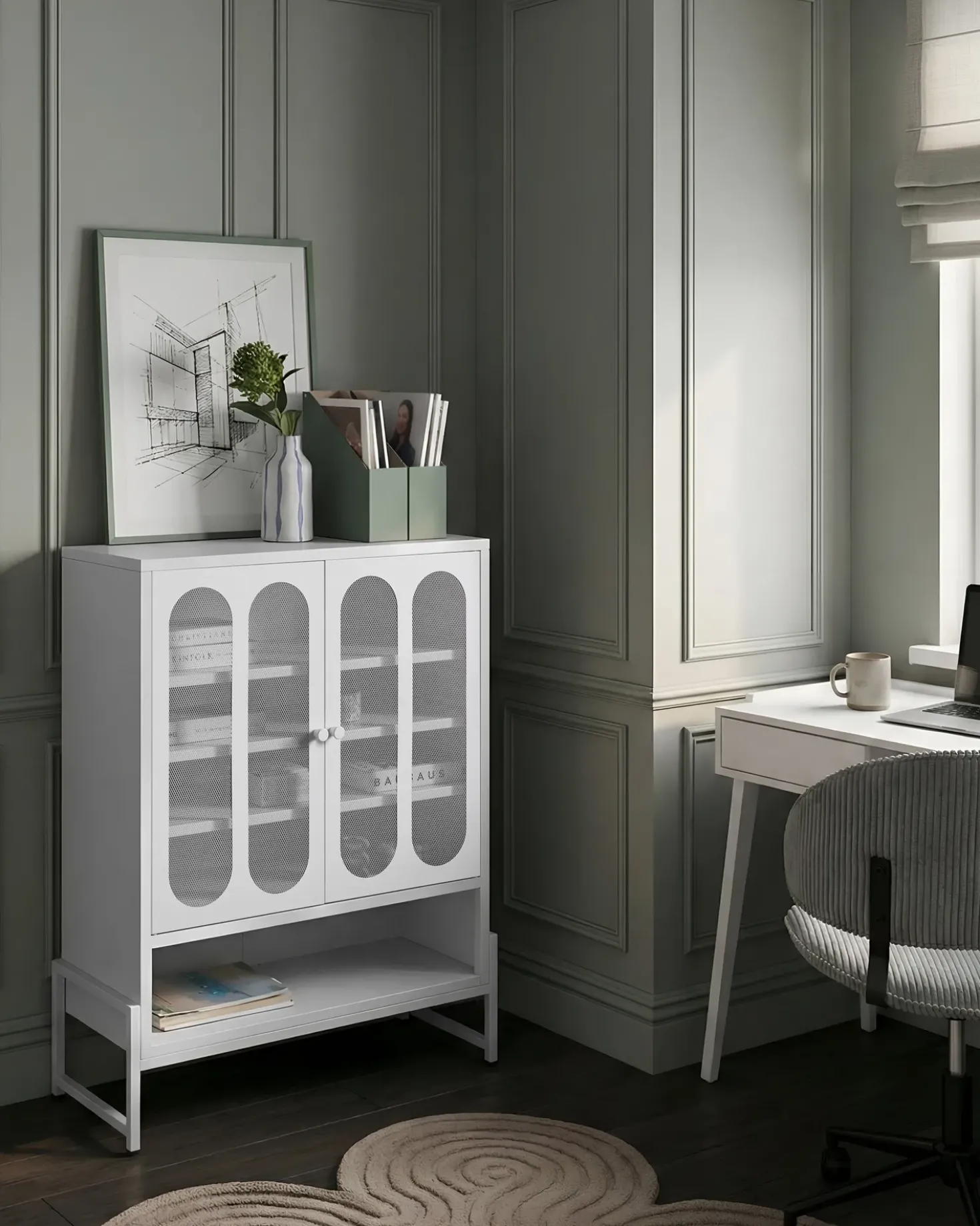Credenza a 2 ante SOLETTA Metallo Bianco