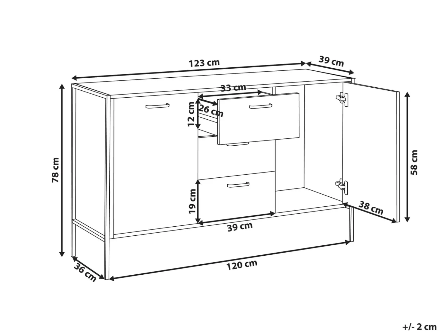 Credenza a 2 ante TIFTON Marrone scuro