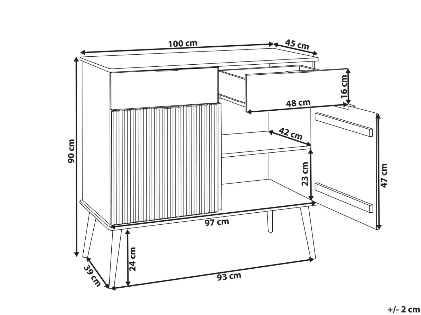 Credenza a 2 ante TIMMINS Legno di pino Marrone