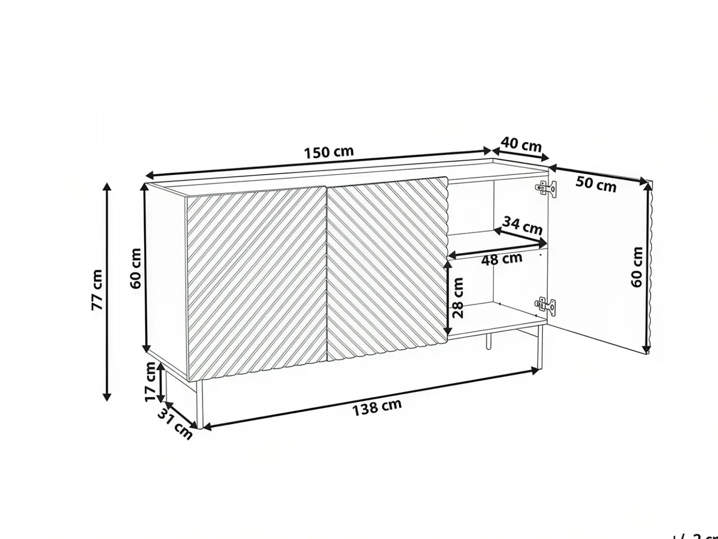 Credenza a 3 ante YARAKA Beige chiaro