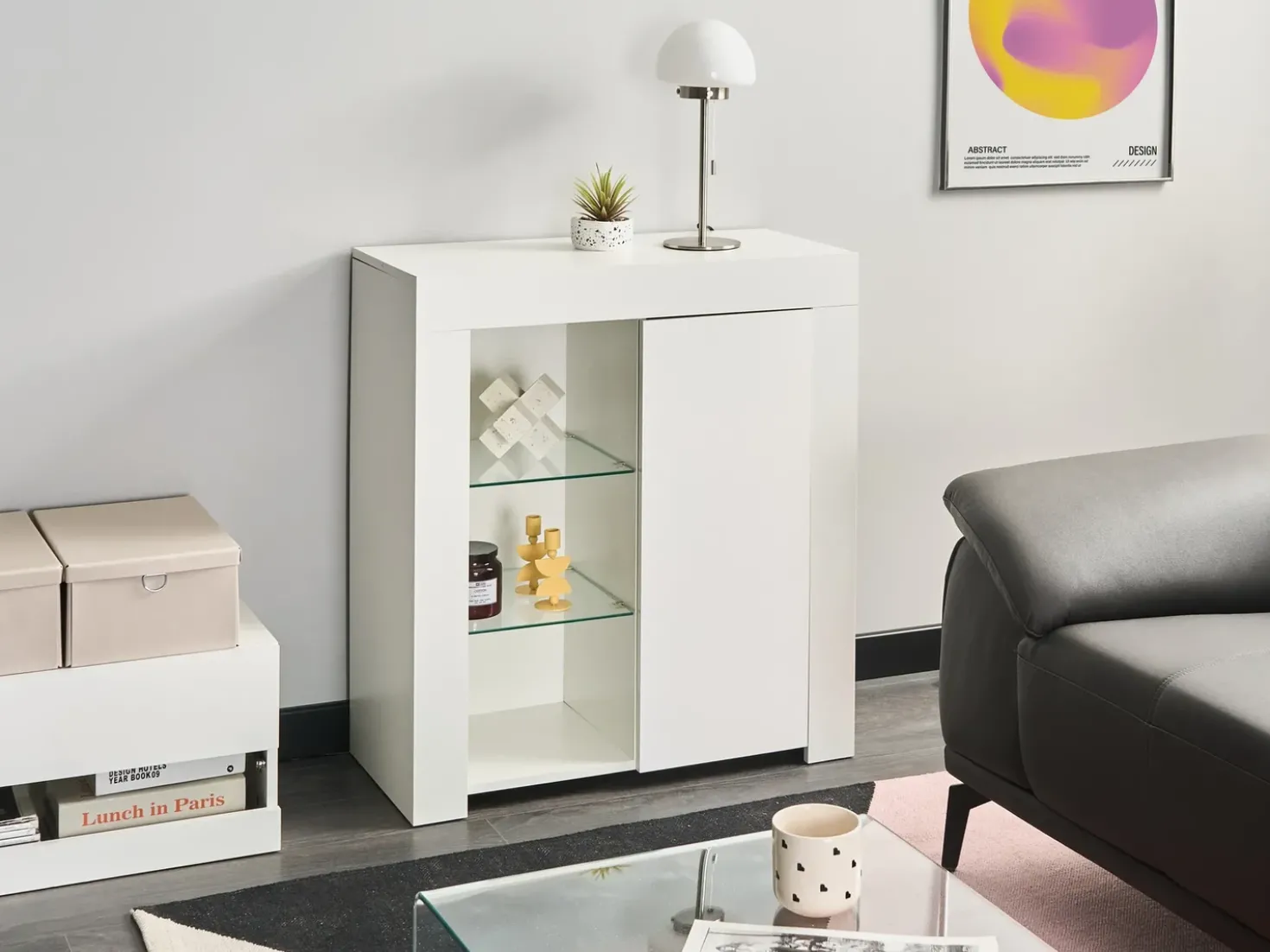 Credenza con LED KAMLOOPS Bianco