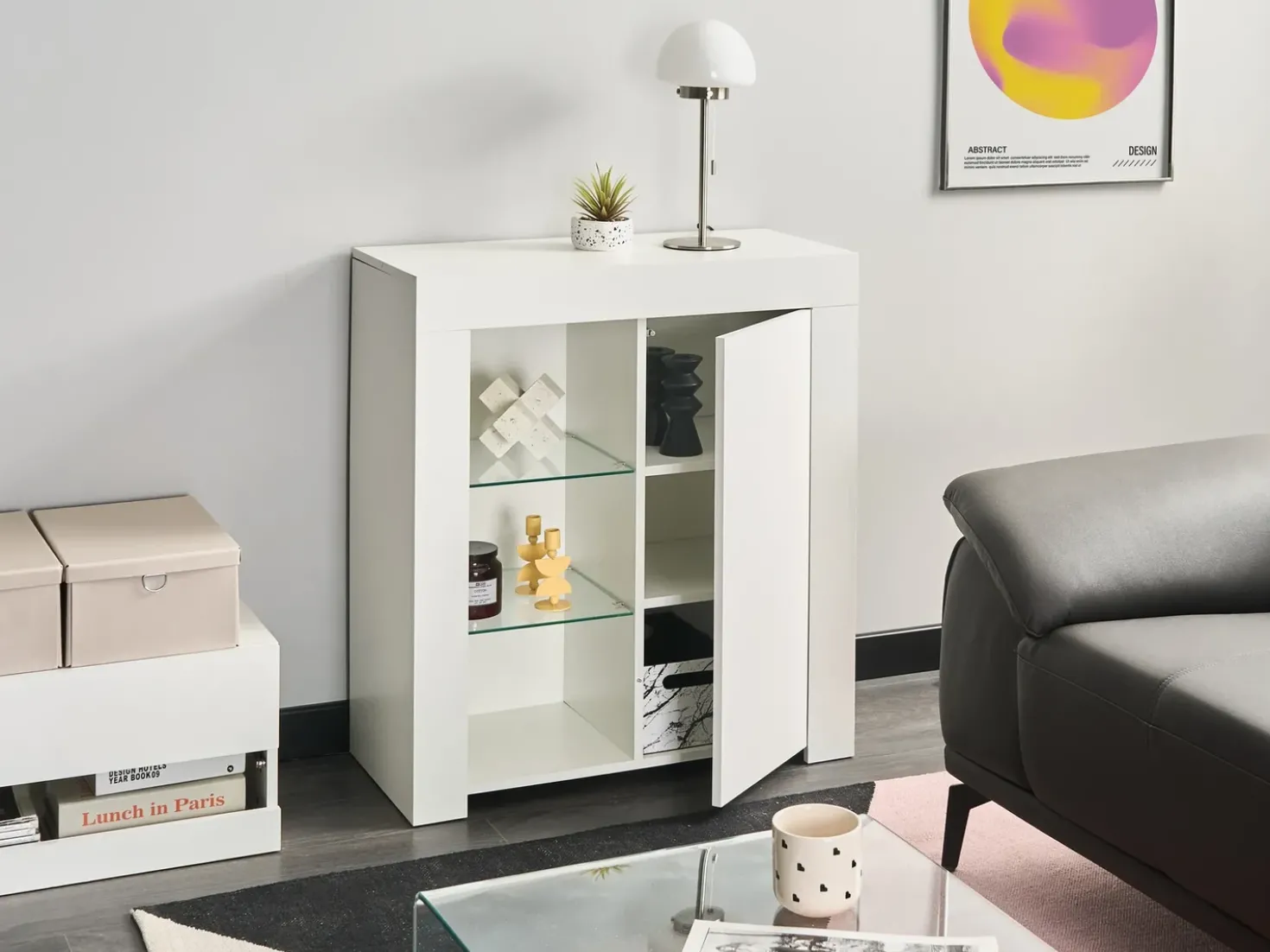 Credenza con LED KAMLOOPS Bianco