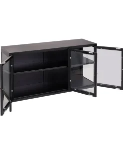 Credenza espositiva in vetro NEWPORT Metallo 115 cm Nero