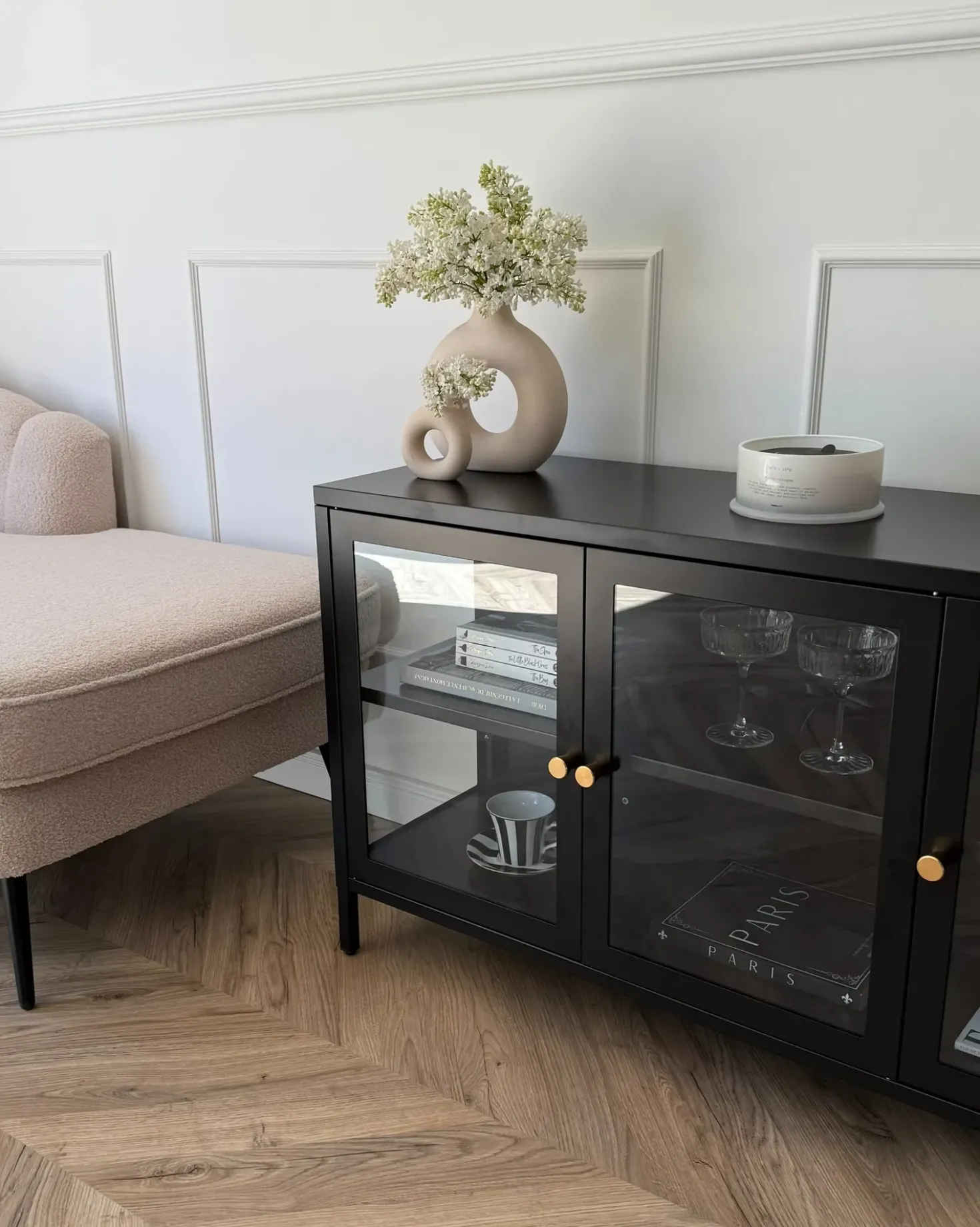 Credenza espositiva in vetro NEWPORT Metallo 115 cm Nero