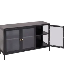 Credenza espositiva in vetro NEWPORT Metallo 115 cm Nero