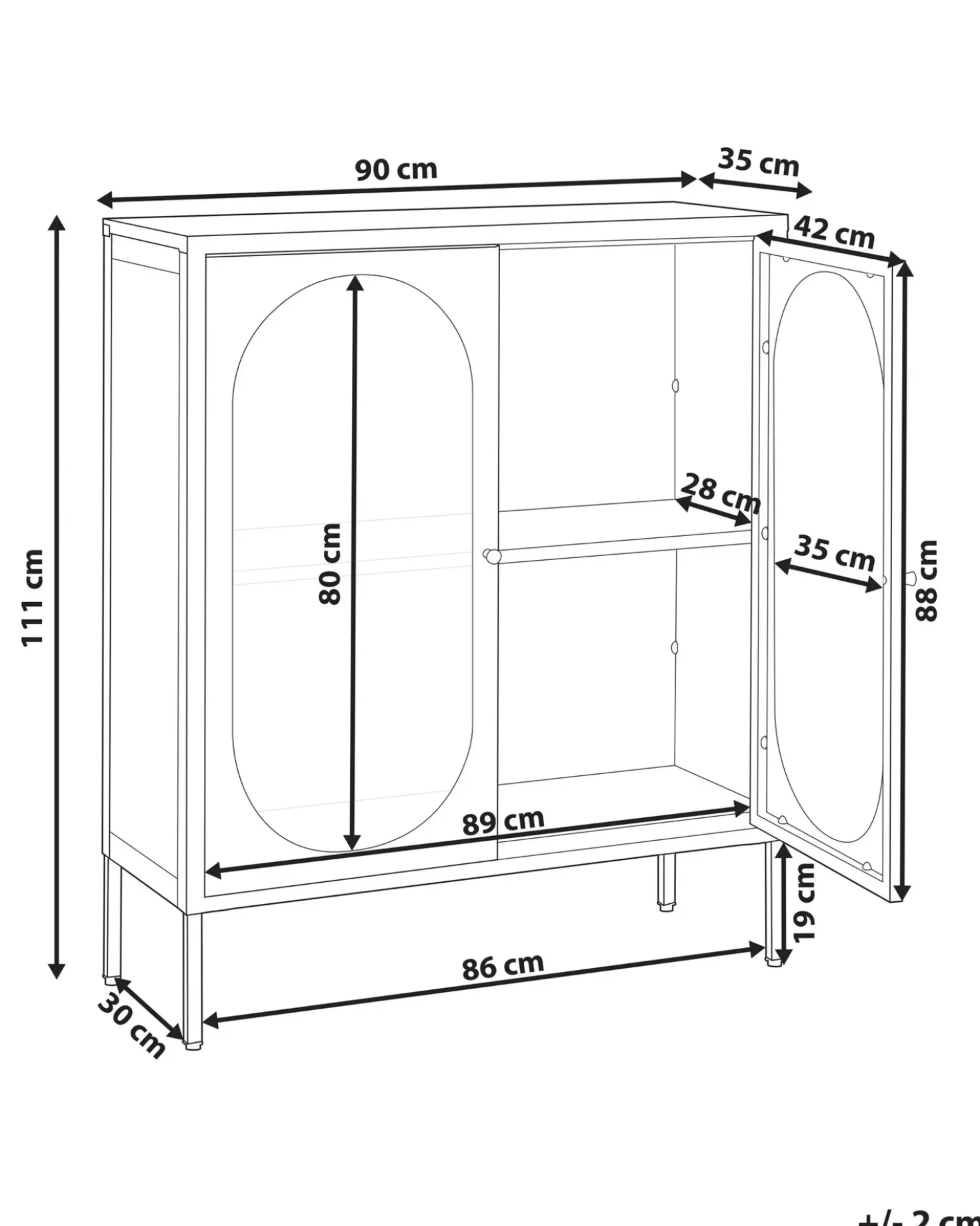 Credenza espositiva in vetro SARRE Metallo 90 cm Beige