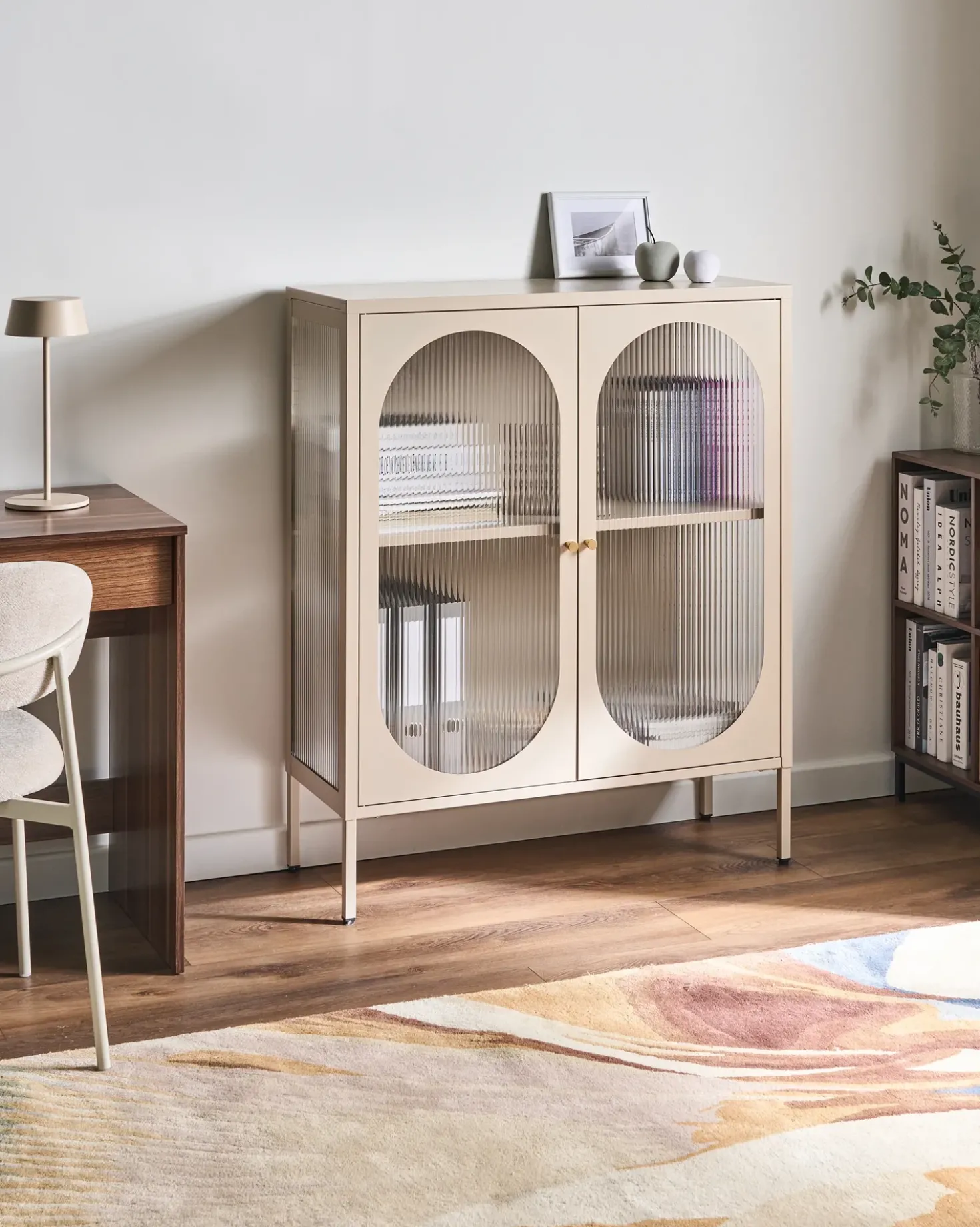 Credenza espositiva in vetro SARRE Metallo 90 cm Beige