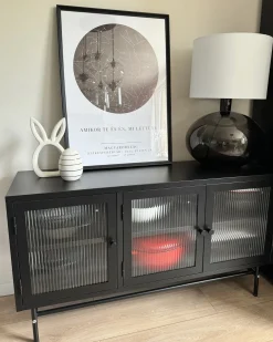 Credenza espositiva in vetro DEVON Metallo 115 cm Nero