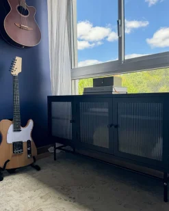 Credenza espositiva in vetro DEVON Metallo 115 cm Nero