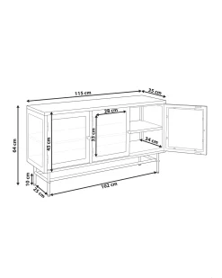 Credenza espositiva in vetro DEVON Metallo 115 cm Nero
