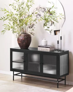 Credenza espositiva in vetro DEVON Metallo 115 cm Nero