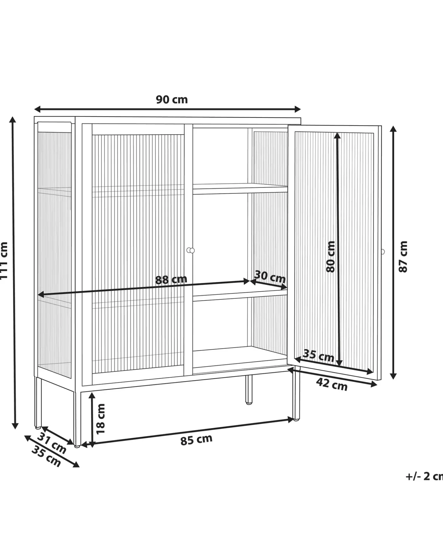 Credenza espositiva in vetro LERRYN Metallo 90 cm Beige