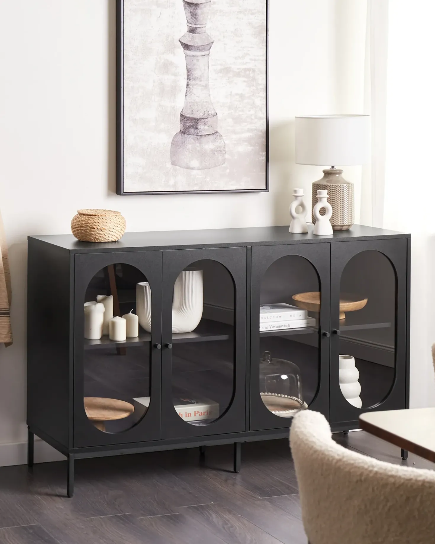 Credenza espositiva in vetro LANGFORD 137 cm Nero