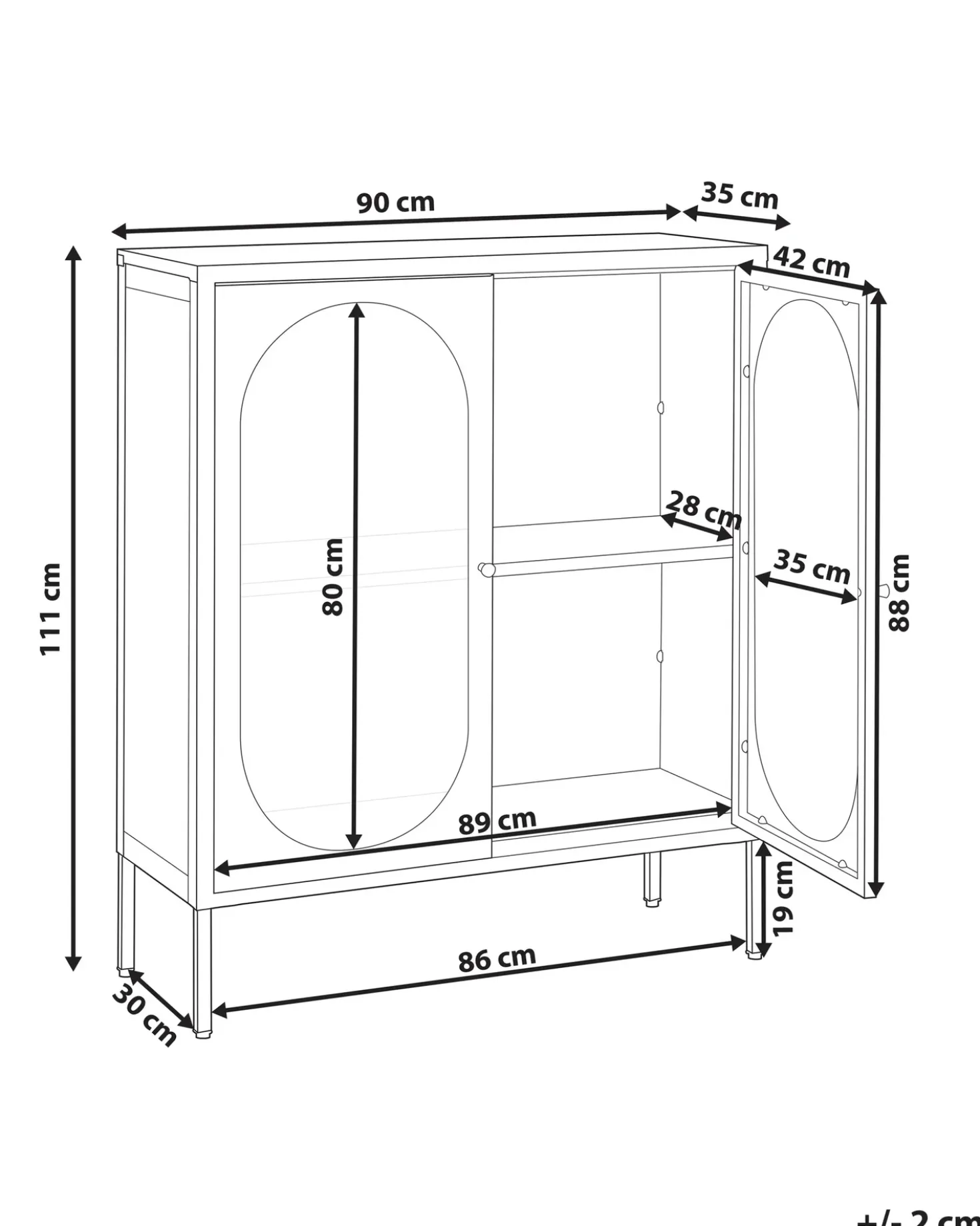 Credenza espositiva in vetro SARRE Metallo 90 cm Nero