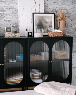 Credenza espositiva in vetro SARRE Metallo 90 cm Nero